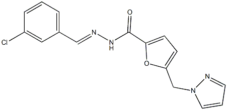 N'-(3-chlorobenzylidene)-5-(1H-pyrazol-1-ylmethyl)-2-furohydrazide Struktur