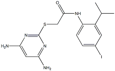 2-[(4,6-diaminopyrimidin-2-yl)sulfanyl]-N-(4-iodo-2-isopropylphenyl)acetamide Struktur