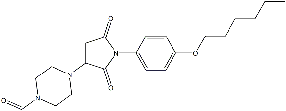 4-{1-[4-(hexyloxy)phenyl]-2,5-dioxo-3-pyrrolidinyl}-1-piperazinecarbaldehyde Struktur