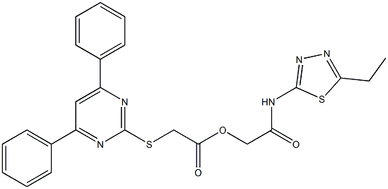 2-[(5-ethyl-1,3,4-thiadiazol-2-yl)amino]-2-oxoethyl [(4,6-diphenyl-2-pyrimidinyl)sulfanyl]acetate Struktur