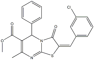 methyl 2-(3-chlorobenzylidene)-7-methyl-3-oxo-5-phenyl-2,3-dihydro-5H-[1,3]thiazolo[3,2-a]pyrimidine-6-carboxylate Struktur