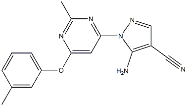 5-amino-1-[2-methyl-6-(3-methylphenoxy)-4-pyrimidinyl]-1H-pyrazole-4-carbonitrile Struktur