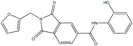 2-(2-furylmethyl)-N-(2-hydroxyphenyl)-1,3-dioxo-5-isoindolinecarboxamide Struktur