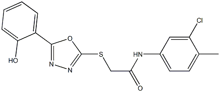 N-(3-chloro-4-methylphenyl)-2-{[5-(2-hydroxyphenyl)-1,3,4-oxadiazol-2-yl]sulfanyl}acetamide Struktur