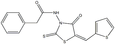 N-[4-oxo-5-(2-thienylmethylene)-2-thioxo-1,3-thiazolidin-3-yl]-2-phenylacetamide Struktur