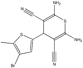 2,6-diamino-4-(4-bromo-5-methyl-2-thienyl)-4H-thiopyran-3,5-dicarbonitrile Struktur