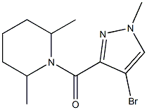 1-[(4-bromo-1-methyl-1H-pyrazol-3-yl)carbonyl]-2,6-dimethylpiperidine Struktur