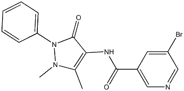 5-bromo-N-(1,5-dimethyl-3-oxo-2-phenyl-2,3-dihydro-1H-pyrazol-4-yl)nicotinamide Struktur