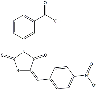 3-(5-{4-nitrobenzylidene}-4-oxo-2-thioxo-1,3-thiazolidin-3-yl)benzoic acid Struktur