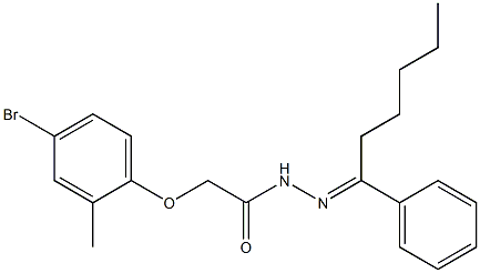 2-(4-bromo-2-methylphenoxy)-N'-[(E)-1-phenylhexylidene]acetohydrazide Structure