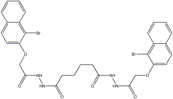 2-[(1-bromo-2-naphthyl)oxy]-N'-[6-(2-{2-[(1-bromo-2-naphthyl)oxy]acetyl}hydrazino)-6-oxohexanoyl]acetohydrazide Struktur