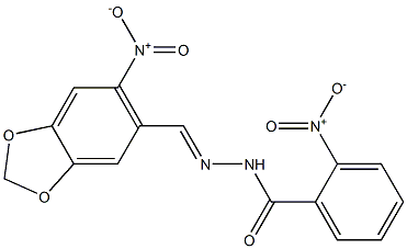 2-nitro-N'-[(E)-(6-nitro-1,3-benzodioxol-5-yl)methylidene]benzohydrazide Struktur