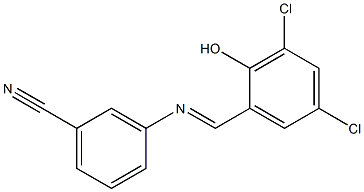 3-{[(E)-(3,5-dichloro-2-hydroxyphenyl)methylidene]amino}benzonitrile Struktur