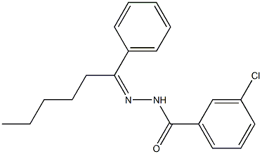 3-chloro-N'-[(Z)-1-phenylhexylidene]benzohydrazide Struktur