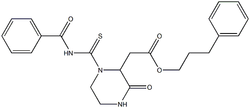 3-phenylpropyl 2-{1-[(benzoylamino)carbothioyl]-3-oxo-2-piperazinyl}acetate Struktur