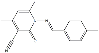 4,6-dimethyl-1-{[(E)-(4-methylphenyl)methylidene]amino}-2-oxo-1,2-dihydro-3-pyridinecarbonitrile Struktur