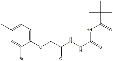 N-({2-[2-(2-bromo-4-methylphenoxy)acetyl]hydrazino}carbothioyl)-2,2-dimethylpropanamide Struktur