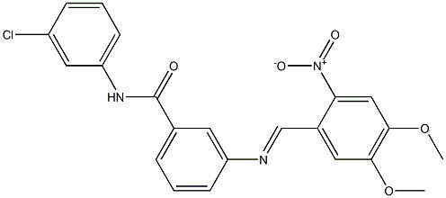 N-(3-chlorophenyl)-3-{[(E)-(4,5-dimethoxy-2-nitrophenyl)methylidene]amino}benzamide Struktur