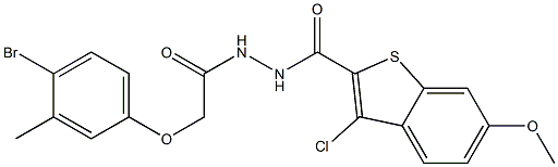 N'-[2-(4-bromo-3-methylphenoxy)acetyl]-3-chloro-6-methoxy-1-benzothiophene-2-carbohydrazide Struktur