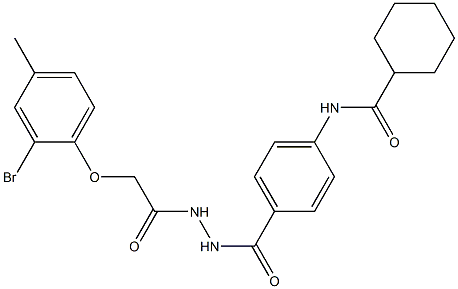 N-[4-({2-[2-(2-bromo-4-methylphenoxy)acetyl]hydrazino}carbonyl)phenyl]cyclohexanecarboxamide Struktur