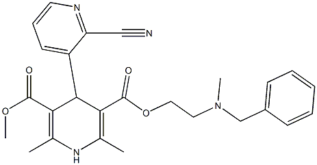 4-(2-Cyanopyridin-3-yl)-1,4-dihydro-2,6-dimethylpyridine-3,5-dicarboxylic acid 3-methyl 5-[2-(N-methyl-N-benzylamino)ethyl] ester Struktur