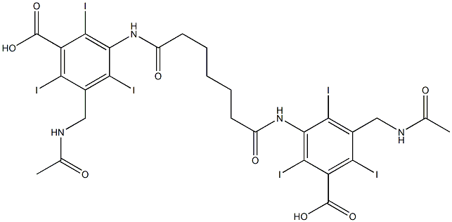 3,3'-(Pimeloyldiimino)bis[5-(acetylaminomethyl)-2,4,6-triiodobenzoic acid] Struktur