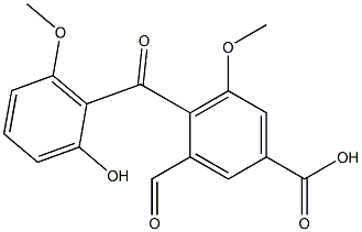 3-Formyl-5-methoxy-4-(2-hydroxy-6-methoxybenzoyl)benzoic acid Struktur