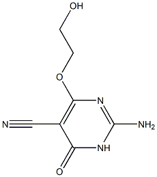 2-Amino-5-cyano-6-(2-hydroxyethoxy)pyrimidin-4(3H)-one Struktur