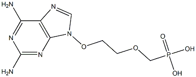 9-[2-(Phosphonomethoxy)ethoxy]-2-amino-6-amino-9H-purine Struktur