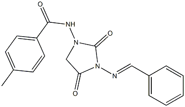 N-(3-(Benzylideneamino)-2,4-dioxoimidazolidin-1-yl)-4-methylbenzamide Struktur