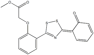 2-[2-[3-(2-Oxo-3,5-cyclohexadien-1-ylidene)-3H-1,2,4-dithiazol-5-yl]phenoxy]acetic acid methyl ester Struktur