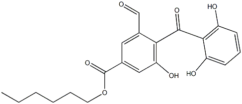 3-Formyl-5-hydroxy-4-(2,6-dihydroxybenzoyl)benzoic acid hexyl ester Struktur