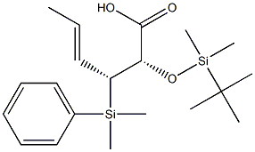 (2S,3R,4E)-2-[[Dimethyl(tert-butyl)silyl]oxy]-3-[dimethyl(phenyl)silyl]-4-hexenoic acid Struktur