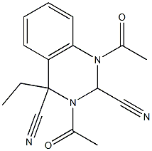 1,3-Diacetyl-4-ethyl-1,2,3,4-tetrahydroquinazoline-2,4-dicarbonitrile Struktur