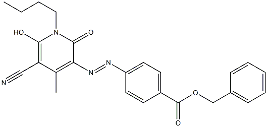 4-(1-Butyl-5-cyano-6-hydroxy-4-methyl-2-oxo-1,2-dihydropyridin-3-ylazo)benzoic acid benzyl ester Struktur