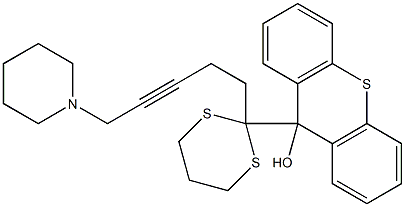 9-[2-[5-(1-Piperidinyl)-3-pentynyl]-1,3-dithian-2-yl]-9H-thioxanthen-9-ol Struktur