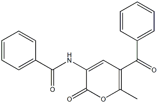 N-(2-Oxo-5-benzoyl-6-methyl-2H-pyran-3-yl)benzamide Struktur