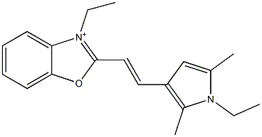 3-Ethyl-2-[2-(1-ethyl-2,5-dimethyl-1H-pyrrol-3-yl)ethenyl]benzoxazol-3-ium Struktur