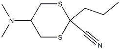 2-Propyl-5-(dimethylamino)-1,3-dithiane-2-carbonitrile Struktur