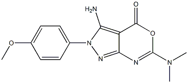 3-Amino-6-(dimethylamino)-2-(4-methoxyphenyl)pyrazolo[3,4-d][1,3]oxazin-4(2H)-one Struktur