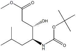 (3S,4S)-3-Hydroxy-4-(tert-butoxycarbonylamino)-6-methylheptanoic acid methyl ester Struktur