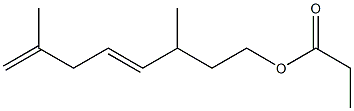 Propionic acid 3,7-dimethyl-4,7-octadienyl ester Struktur