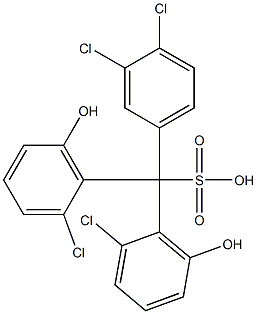 (3,4-Dichlorophenyl)bis(2-chloro-6-hydroxyphenyl)methanesulfonic acid Struktur