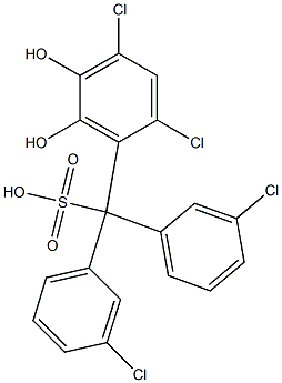 (2,4-Dichloro-5,6-dihydroxyphenyl)bis(3-chlorophenyl)methanesulfonic acid Struktur