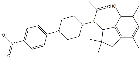 2,3-Dihydro-3-[[4-(4-nitrophenyl)-1-piperazinyl]acetylamino]-2,2,5,7-tetramethyl-1H-inden-4-ol Struktur