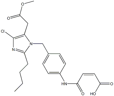 2-Butyl-4-chloro-1-[4-[[(Z)-3-(hydroxycarbonyl)propenoyl]amino]benzyl]-1H-imidazole-5-acetic acid methyl ester Struktur