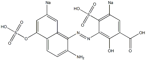 3-(2-Amino-5-hydroxy-7-sodiosulfo-1-naphtylazo)-2-hydroxy-5-sodiosulfobenzoic acid Struktur