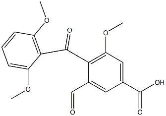 3-Formyl-5-methoxy-4-(2,6-dimethoxybenzoyl)benzoic acid Struktur