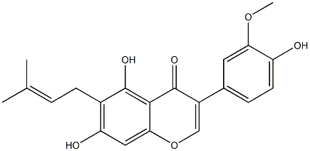 3-(3-Methoxy-4-hydroxyphenyl)-5,7-dihydroxy-6-(3-methyl-2-butenyl)-4H-1-benzopyran-4-one Struktur