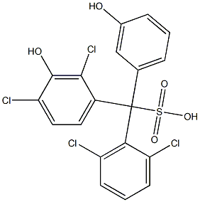 (2,6-Dichlorophenyl)(2,4-dichloro-3-hydroxyphenyl)(3-hydroxyphenyl)methanesulfonic acid Struktur